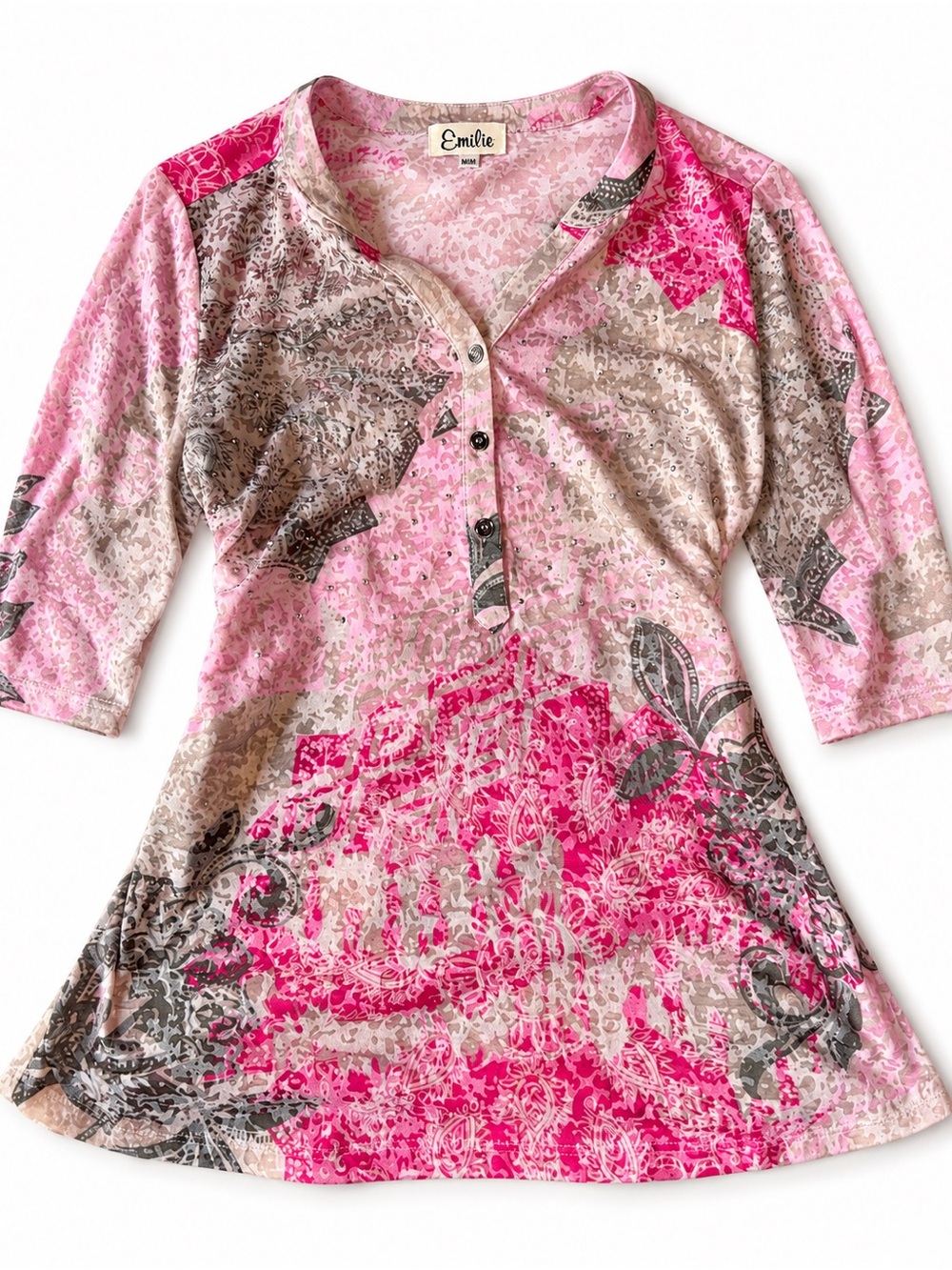 Y2K Pink Rhinestone Graphic Top 2000s McBling Fairy Grunge M
